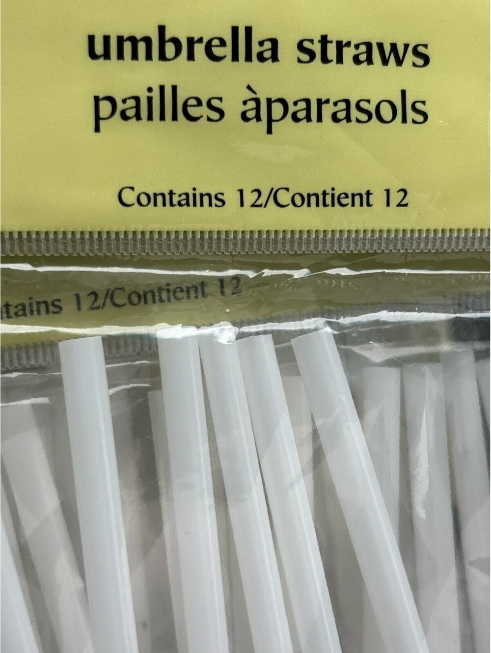 5 Packs Of Pier 1 Imports White & Blue Umbrella Straws, Each 12 Straws, 60 Total
